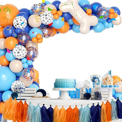 Blue and Orange Tissue Paper Tassel Garland,Tissue Tassel Banner for Party Decorations,Pack of 20