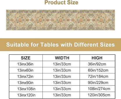 Vintage Boho Floral Table Runner, Rustic Country Farmhouse Yellow Blue Retro Flower Pattern for Home Kitchen Table Decor Dining Coffee Room Party Decor 13x36in