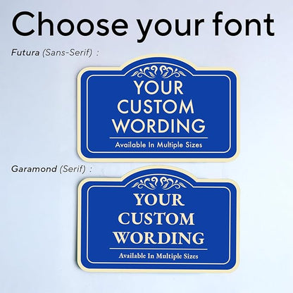 Custom Decorative Outdoor Metal Sign - Personalized Aluminum Driveway Sign, Waterproof, Made In USA - Design 1 Blue Steel 30x24 In