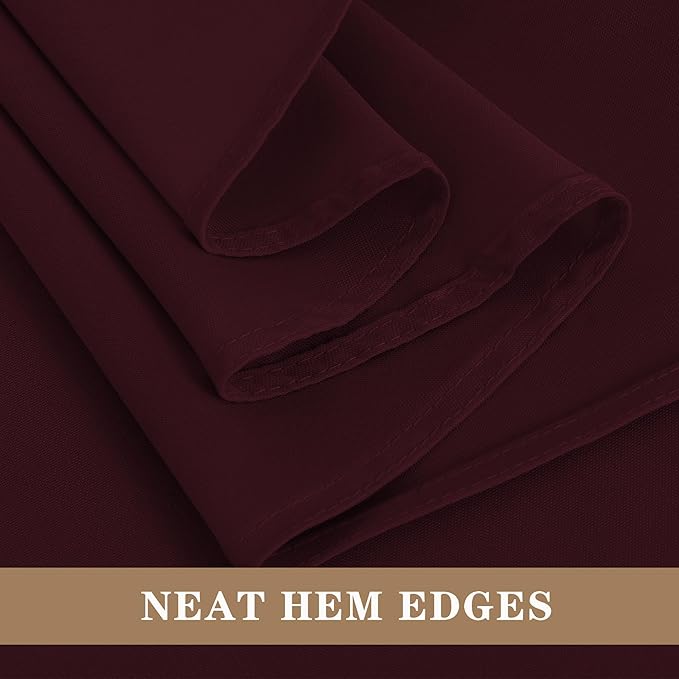 Fitable 6 Pack Burgundy Round Tablecloths - 120 Inches in Diameter - Stain Resistant and Washable Table Clothes, Polyester Fabric Table Covers for Wedding, Party, Banquet, Formal Events
