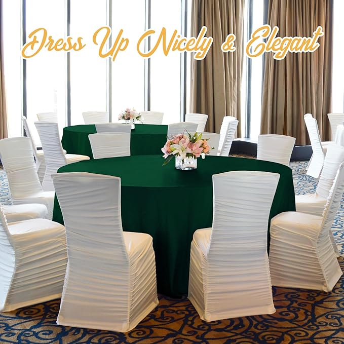 BRILLMAX 6 Pack Hunter Green Round Tablecloths 120 Inch - Circle Bulk Linen Polyester Fabric Washable Table Cloth Cover for Wedding Reception Banquet Birthday Party Buffet Restaurant