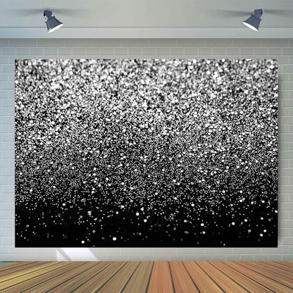 WOLADA Black and Silver Backdrop Silver Glitter Backdrop for Photography Wedding Birthday Baby Shower Party Photo Studio 10x8FT FW18