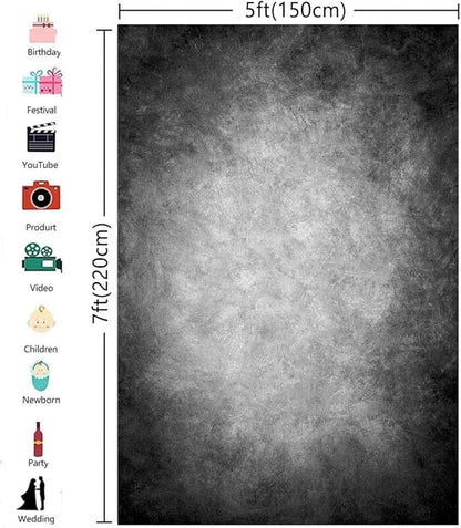 5x7ft Abstract Black Gray Portrait Photography Backdrops Photo Studio Prop Background for Children Adult
