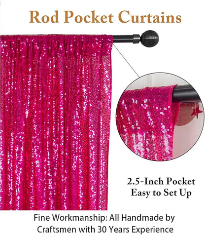 ShinyBeauty 10x10FT Fuchsia Sequin Backdrop - Hot Pink Glitter Photography Background for Wedding, Birthday, Baby Shower Party Decorations