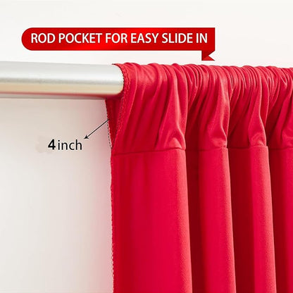 30ft x 15ft Red Wrinkle Free Backdrop Curtains for Parties,Silky Polyester Fabric Wedding Ceiling Drapes, 6 Panels 15ft Photo Back Drop Drapes for Baby Shower Photography Stage Background Cloth