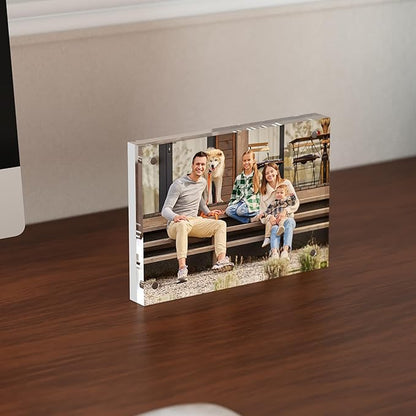 3.5x5 Acrylic Picture Frame 5 Pack, Clear Freestanding Double Sided Frameless Magnetic Photo Frames, Desktop Display Decor Gift