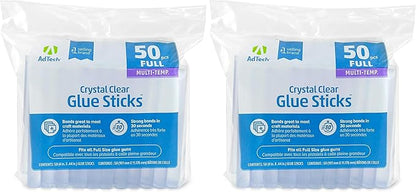 AdTech Crystal Clear Hot Glue Gun Sticks (W220-14ZIP50) – Full Size Hot Glue Sticks. All-Purpose Glue Sticks for Crafting, Scrapbooking & More. 50 Pieces. Length: 4” Diameter: .44”. (Pack of 2)