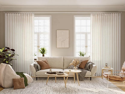 Vision Home Natural Pinch Pleated Semi Sheer Curtains Textured Linen Blended Light Filtering Window Curtains 120 inch for Living Room Bedroom Patio Pinch Pleat Drapes with Hooks 1 Panel 84" Wx120 L