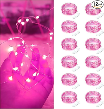 Fairy Lights 12 Pack Battery Operated 7ft 20LED Waterproof Silver Wire Christmas Lights for Outdoor, Indoor, Birthday, Wedding & Home Decor