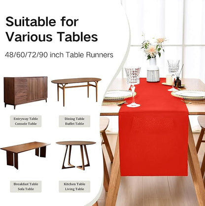Farmhouse Red Table Runner Dining Table Runners 90 Inches Long Coffee Table Runner for Dresser Living Room Bedroom Holiday Party Banquet 12X90 Inch