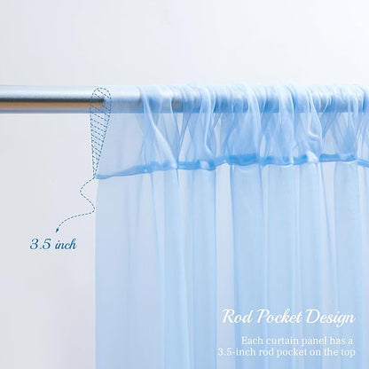 10x10ft Baby Blue Tulle Backdrop Curtain for Parites, Sheer Backdrop Curtains for Wedding Baby Shower Birthday Party Photo Shoot Decorations