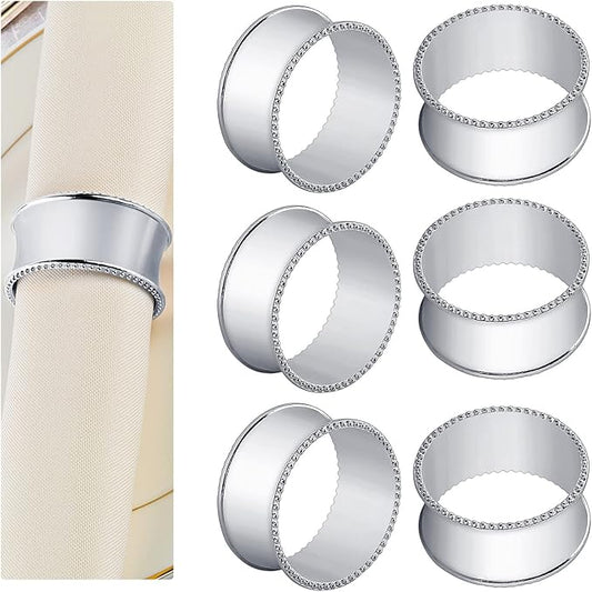 20 Pcs Stainless Steel Bead Side Napkin Rings Delicate Serviette Buckles (Silver)