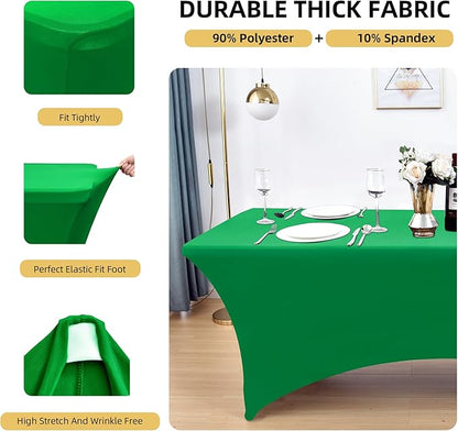 6-Pack 6ft Spandex Table Covers for Rectangle Standard Folding Tables - Wrinkle Resistant Stretch Tablecloths - Ultimate Fitted Table Protector for Parties, Trade Shows, Wedding
