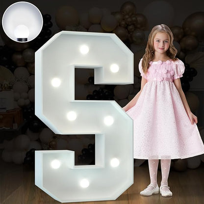 imprsv Marquee Letter S, 3FT Decorative Signage, Cool White LED Light Up Foam Board Letter for Wedding, Birthday Decorations