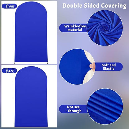 7.2FT Royal Blue Arch Backdrop Cover - Polyester Fitted Wedding Arch Stand Covers Round Top Chiara Arch Backdrop Cover for Birthday Party Banquet Photo Background Decoration
