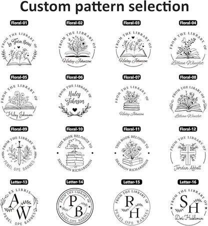 Book Embosser Personalized - Custom Library Embosser Stamp Gifts for Book Lovers, Readers, Teachers (Floral)