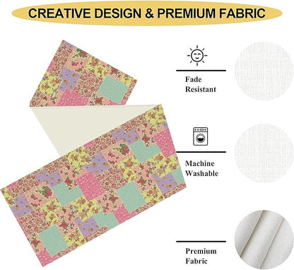 Boho Patchwork Table Runner, Vintage Farmhouse Colorful Wildflowers Bohemian Paisley Flower Table Center Decor for Home Kitchen Dining Patio Holiday Party Indoor Table Decorations, 13"x108" Inch
