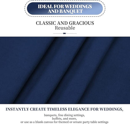 12 Pack Polyester Tablecloth 60 x 126 Inch Navy Blue Tablecloth for 8 Ft Rectangle Tables,Washable Fabric Table Covers Polyester Table Clothes for Wedding Parties Banque