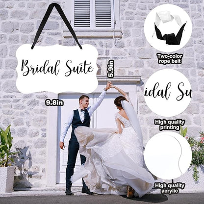 Acrylic Wedding Sign, Ring Bearer Sign, Bridal Suite Decorations, for Rustic Wedding Decor Signs, Acrylic Hanging Signs With Ribbon for Chairs Weddings Reception Decorations and Event Party (White)