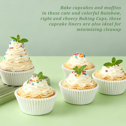 1.4 inch 1000-Count Mini Cupcake Liners Bright Colorful Muffin Baking Cups, Odorless,Baking Paper Cups for Baking Candy Cooking，Upgraded & Food Grade Grease-Proof Paper (White, 1.4 Inch)