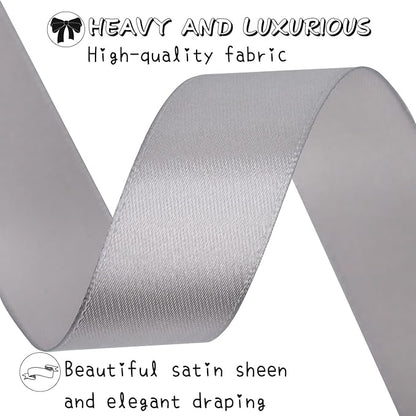 Gray Solid Satin Ribbon 1 Inch 25 Yards Solid Polyester Fabric Ribbon for Gift Wrapping Wedding Christmas Baby Shower Birthday Party Decoration Handmade Immortal Flower Craft