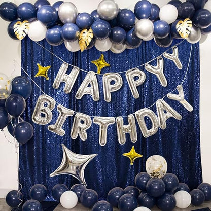 Poise3EHome 6Ft x 8Ft Navy Blue Sequin Backdrop Curtain, Glitter Thick Satin Sequin Background Drapes, Sparkly Backdrop for Weddings, Parties, Xmas, Thanksgiving Decor