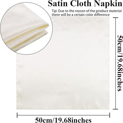 Aneco 12 Pieces Satin Napkin Square 20 x 20 Inches Dinner Napkins Weddings Party Napkin Soft Table Napkins for Romantic Weddings Party Dinner Decoration (Ivory)