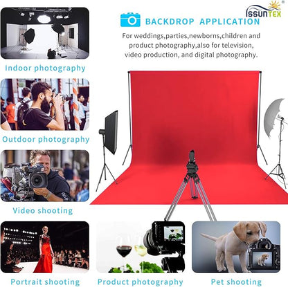 ISSUNTEX 5X7 ft Background Muslin Backdrop, Photo Studio, Collapsible High Density Screen for Video Photography and Television-Red