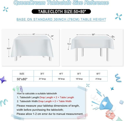 QueenDream Sequin Tablecloth Silver Rectangle Table Cloth - 50x80 Inch Glitter Fabric Overlay for Birthday Wedding Party