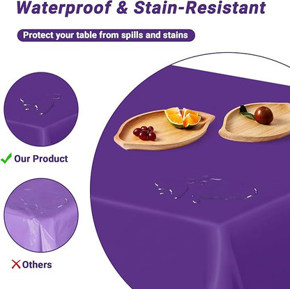 QZYL 4 PCS Plastic Table Cloth, 54" x 108" Purple Picnic Table Cover, for 6 to 8 Foot Tables, Rectangle Tablecloth for Birthday, BBQ, Wedding and Party Decorations, Indoor Outdoor Home Essentials