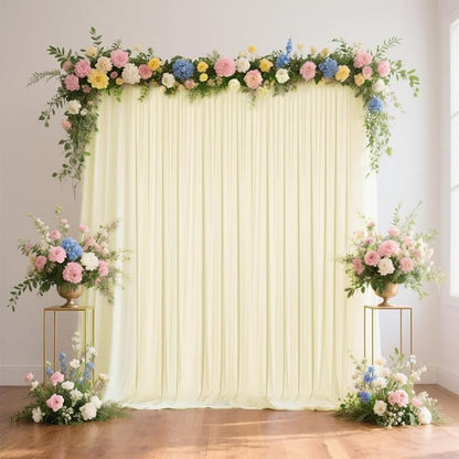 Sugargirl 10x10FT Light Yellow Backdrop Curtains Polyester Photo Backdrop Drapes Curtains 2 Panels with Rod Pockets for Party Birthday Wedding Photography Home Decoration