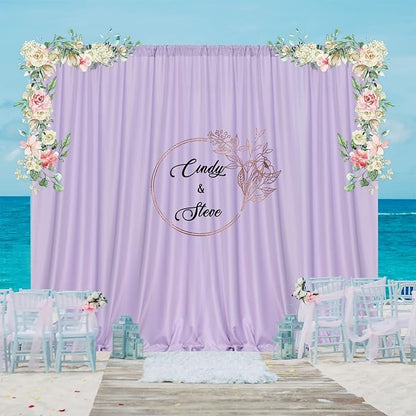 MYSKY HOME 10ft x 8ft Light Purple Curtains - Wedding & Stage Drapes with Rod Pocket, 5ft x 8ft, 2 Panels