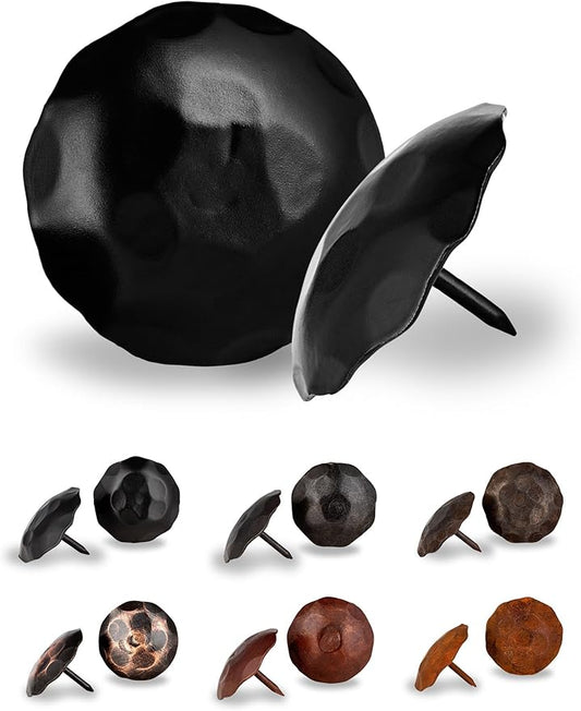 50 Pack 2" Round Head Iron Clavos Decorative Nails – Black – Handmade Rustic Round Fasteners for Farmhouse Shutters, Faux Wood Beams, Barn Doors, Shutters, Gates – Ornamental Wood Accent