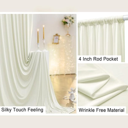 30 ft x 10 ft Wrinkle Free Ivory Backdrop Curtain for Wedding Parties, Polyester Ivory Photo Backdrop Drapes 6 Panels 5x10ft for Baby Shower Photoshoot Engagement Birthday Party Photography Background