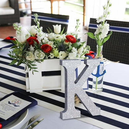 TONIFUL 8 Inch Silver Glitter Letter K Table Centerpiece A-Z Silver Birthday Party Decorations,Silver Alphabet K for Birthday,Chrismas,Graduation,Bridal Shower,Wedding,Anniversary Party Supplies