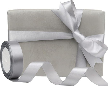 Gray Solid Satin Ribbon 1 Inch 25 Yards Solid Polyester Fabric Ribbon for Gift Wrapping Wedding Christmas Baby Shower Birthday Party Decoration Handmade Immortal Flower Craft