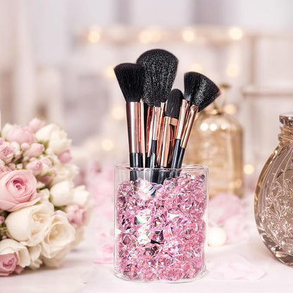 DomeStar Dazzling Pink Ice Rocks, 180PCS Holographic Acrylic Crushed Ice Sparkling Fake Diamonds Holographic Plastic Gems for Vases Fillers Table Scatter Decoration