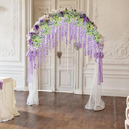 24 Pack Light Purple Wisteria Hanging Flowers Garland, 3.77 Feet Artificial Flower Vines, Fake Wisteria, Artificial Vines Hanging Garland for Backdrop Outdoor Yard Garden Decor