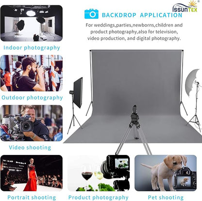 ISSUNTEX 5X6.5 ft Gray Background Backdrop,Photo Studio,Collapsible High Density Screen for Video Photography and Television