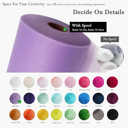 Lavender Tulle Fabric Rolls 54 Inch by 40 Yards Tulle Bolt Spool for Wedding Decorations DIY Tutu Baby Shower Table Skirt Ceiling Decor Birthday Party Craft Supplies