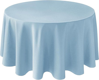 Biscaynebay Textured Fabric Round Tablecloths 90", Light Blue Water Resistant Washable Table Cloths Circle Folding Table Covers Linen for Dining, Kitchen, Wedding, Parties etc.