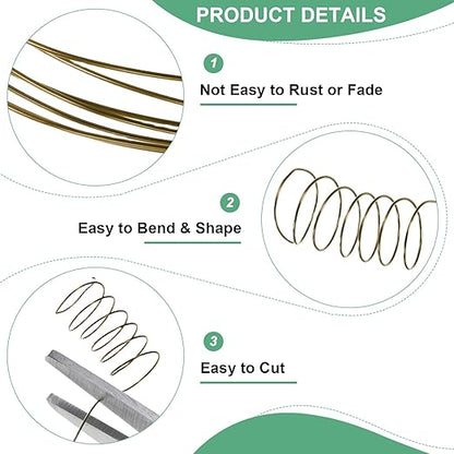 2-Rolls 0.2mm Jewelry Wire, 32 Gauge 328FT Craft Wire Copper Beading Wire for Jewelry Making/Planting/Weaving/DIY Crafting, Soft Metal Wires [100M, Bronze Tone]
