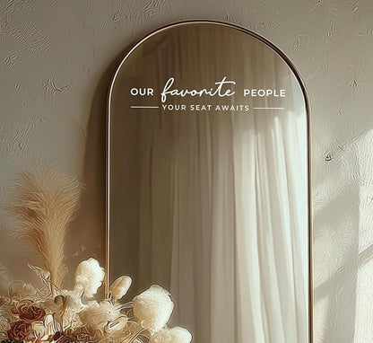 Our Favorite People Vinyl Decal, Please Find Your Seat Sign for Wedding Reception Wedding Vinyl Decal Seating Chart for Mirror, Your Seat Awaits (White, Width 20 inch)