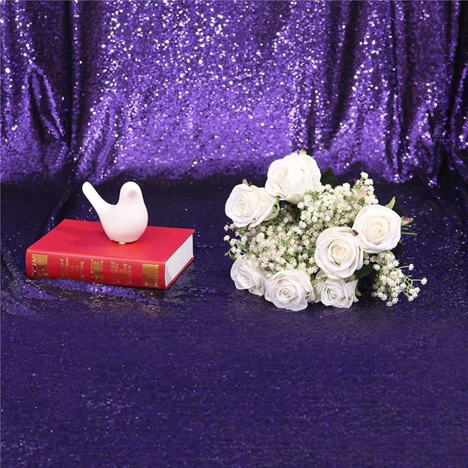 Eternal Beauty Purple Sequin Backdrop, 5x7 Ft Halloween Glitter Background Curtains for Shimmer Photography Party Wedding Birthday Back Drop Decor