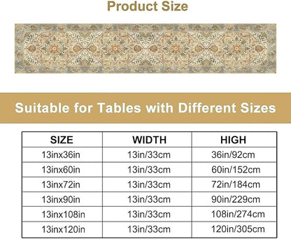 Vintage Boho Floral Table Runner, Rustic Old Farmhouse Yellow Retro Flower Pattern for Home Kitchen Table Decor Dining Coffee Room Party Decor 13x60in