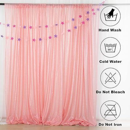 ShinyBeauty 4x7FT Sequin Backdrop Baby Pink| Glitter Fabric for Wedding, Birthday, Baby Shower Backdrops | Photobooth Studio & Home Decor