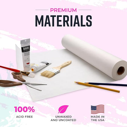 Bryco Goods White Kraft Paper Roll - 36” x 100’ (1200”) - Made in USA - Banner Paper for Painting, Easel Use, Bulletin Boards, Wall Décor, Gift Wrapping, and Children's Projects