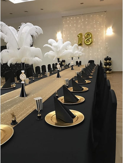 VIJIV Black Crystal Flower Vases for Centerpieces Tables - Tall Trumpet Vase for Bouquet Decorative, Dining Table Décor Flower Stand with Ribbed Texture for Events, Bridal Showers & Boho Weddings
