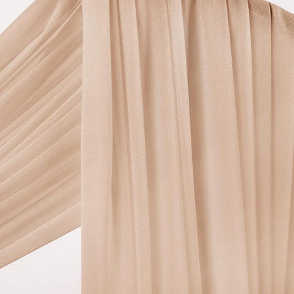 Socomi Wedding Arch Draping Fabric 29" x 20Ft 4 Panels Nude Sheer Outdoor Curtain Drapes Extra Long for Bridal Baby Shower Ceremony Birthday Party Decor