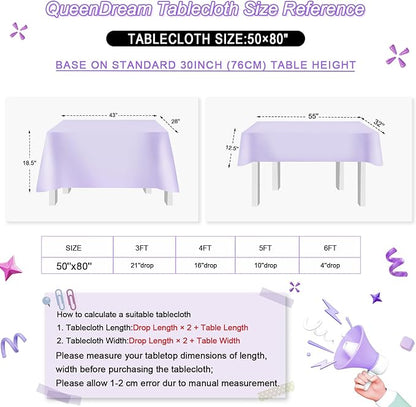 QueenDream Purple Tablecloth Party Table Decorations: 50x80 Inch Sequin Fabric Table Drapes for Graduation Birthday Bridal Shower Party Theme